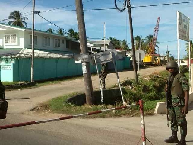 Soldiers in Rose Hall Town on training