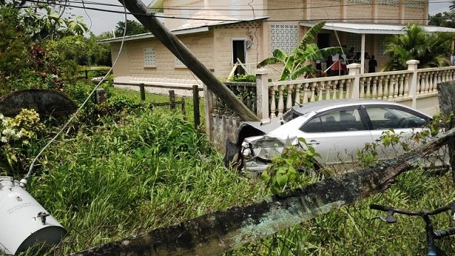 Road accident plunges West Bank Demerara into blackout