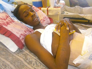 Colwyn Harding back in hospital with protruding intestine