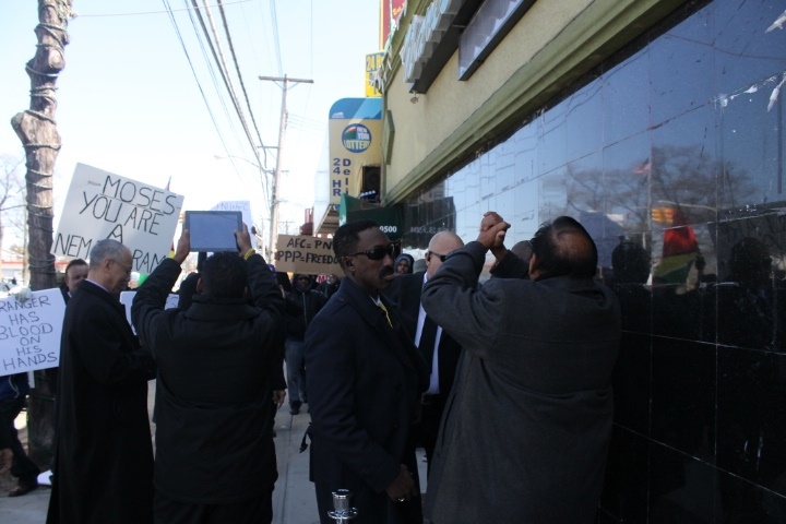 PPP supporters protest outside opposition coalition meeting in Queen’s, New York