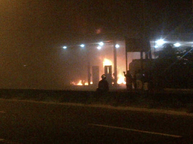 Raging fire at Eccles gas station contained