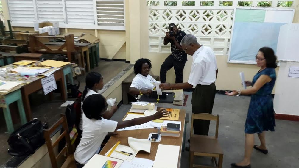 APNU+AFC’s David Granger, thousands others vote