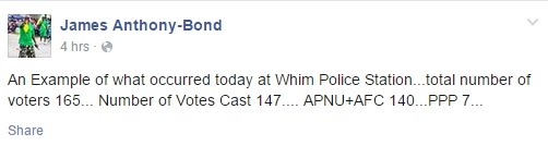 Joint Services, APNU+AFC’s James Bond in spat over purported results of military votes on Facebook