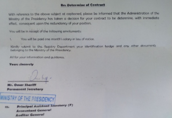 Several fired from Ministry of the Presidency