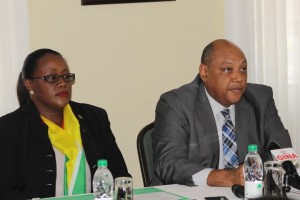 Junior Minister of Natural Resources, Simona Broomes and Senior Minister of Natural Resources, Raphael Trotman.