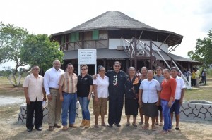 Members of the Makushi Research Unit pose with Chairman,  CGX Energy Inc Board of Directors,  Dr Suresh Narine (second left) and Minister of Indigenous Peoples’ Affairs Sydney Allicock. (GINA photo)