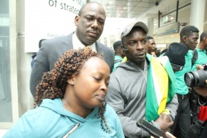 Head of the Caribbean Guyana Institute of Democracy, Rickford Burke, and US-based former Guyanese athlete Tanya Barry and Coach, Mark Webster. Barry and Webster played major roles in preparing the team of athletes from Fort Wellington Secondary School to participate in the US' Penn Relay.