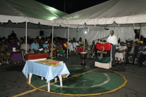 President David Granger addressing the Guyana Reparations Committee’s leg of the International Youth Reparations Relay and Rally at Parade Ground.