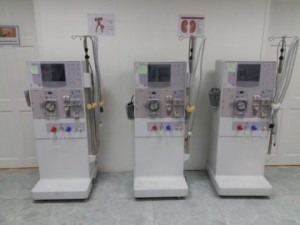 Three of the eight dialysis machines donated to the Georgetown Public Hospital Corporation