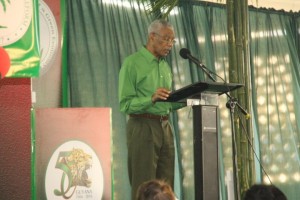 PNCR Leader and President,  David Granger addressing the opening of his party's 19th Biennial Delegates Conference at Congress Place, Sophia. 
