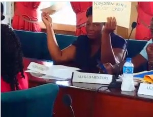 APNU+AFC Councillor, Andreia Marks calling for the Town Clerk, Royston King to go as she sat at Tuesday's (September 13, 2016) Statutory Meeting.