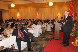 ExxonMobil's Country Manager, Jeff Simons addressing the Guyana Manufacturing and Services Association's (GMSA) 2016 Awards Ceremony.