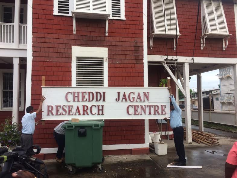 Cheddi Jagan Research Centre’s sign replaced; Jagdeo warns coalition will pay political price