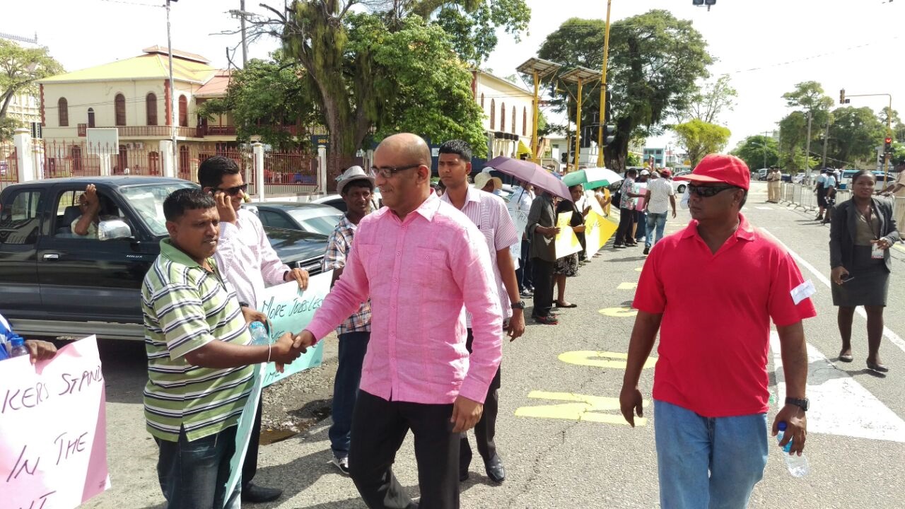 PPP supporters protest tax-heavy budget; Jagdeo warns of government “arrogance” to pass budget