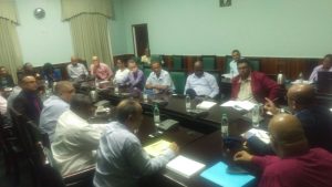 Representatives of Guyana's private sector meeting with Opposition Leader, Bharrat Jagdeo and other PPP parliamentarians at Parliament Building.