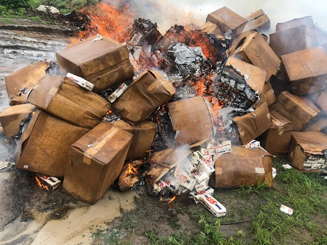 Standards Bureau burns poorly labelled cigarettes in Lethem