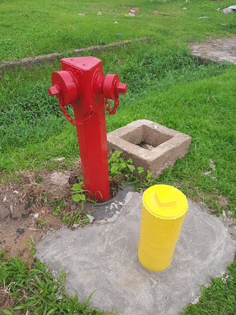 Fire hydrants being repaired