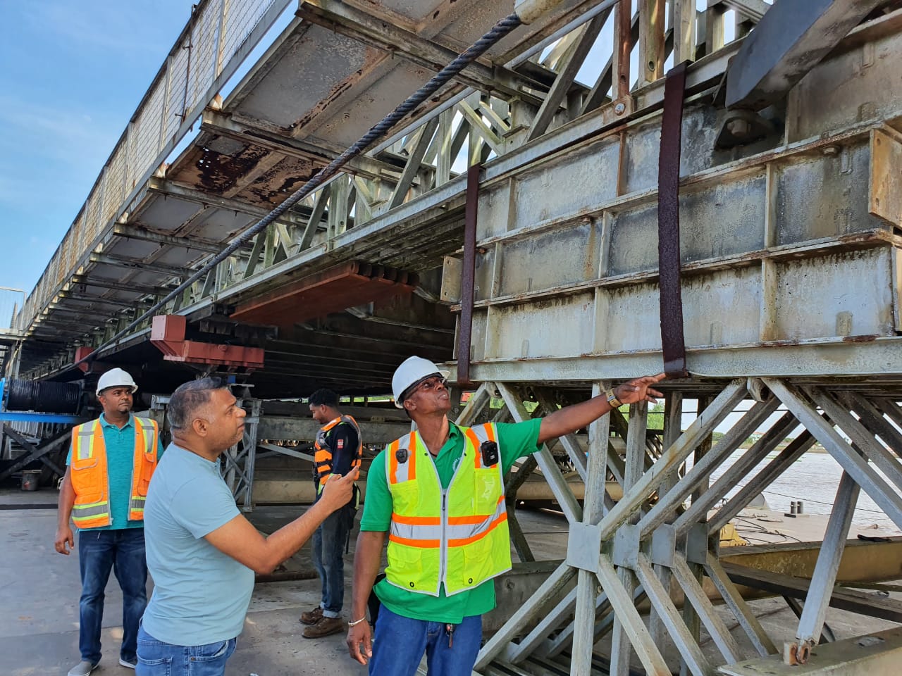 Engineers working to realign Demerara Harbour Bridge after tug hits structure