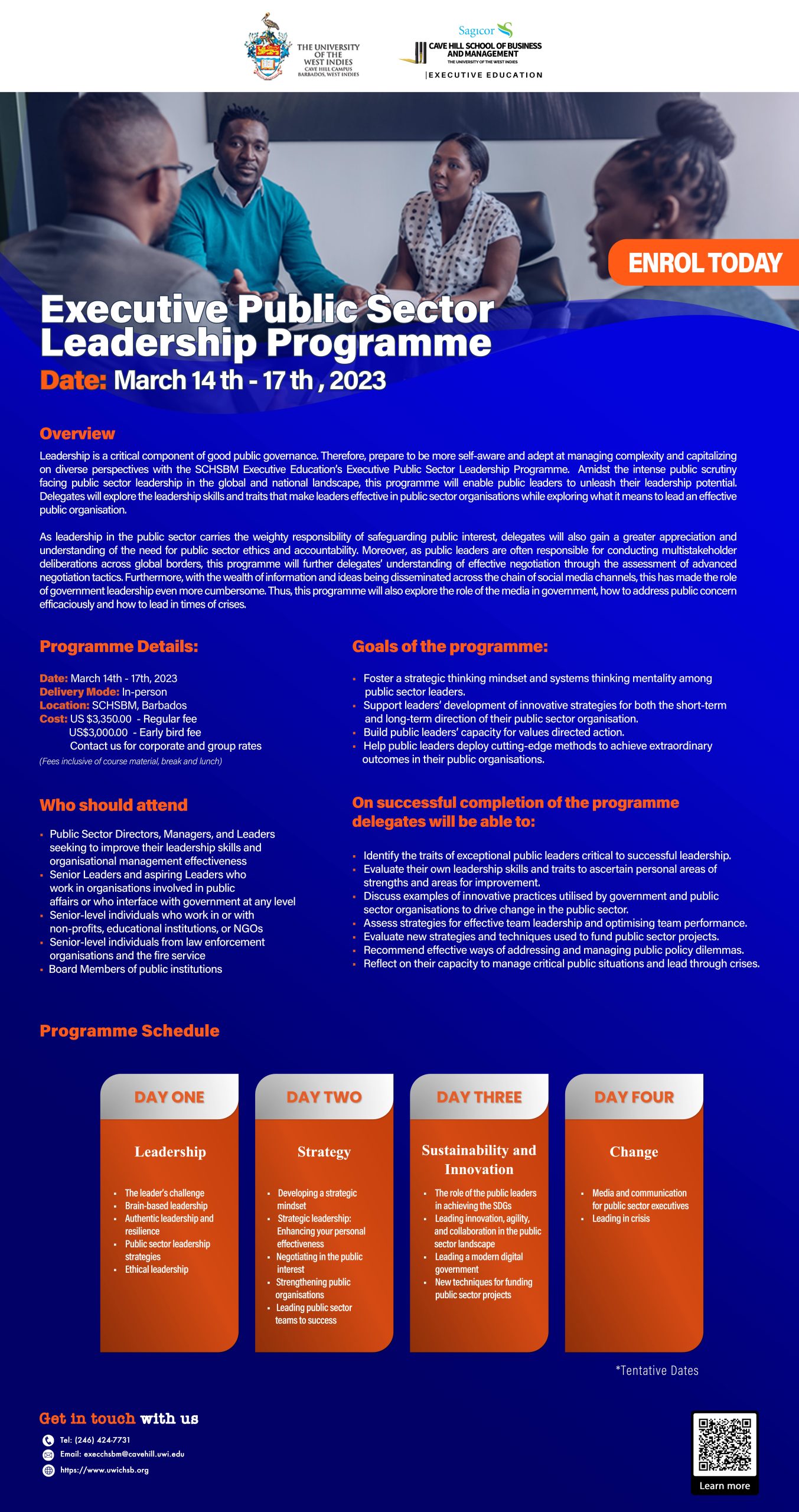 Enroll for Executive Public Sector Leadership Programme at UWI’s Cavehill School of Business Management