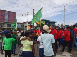 APNU and PPP supporters at Lamaha and Albert Streets, Georgetown. 