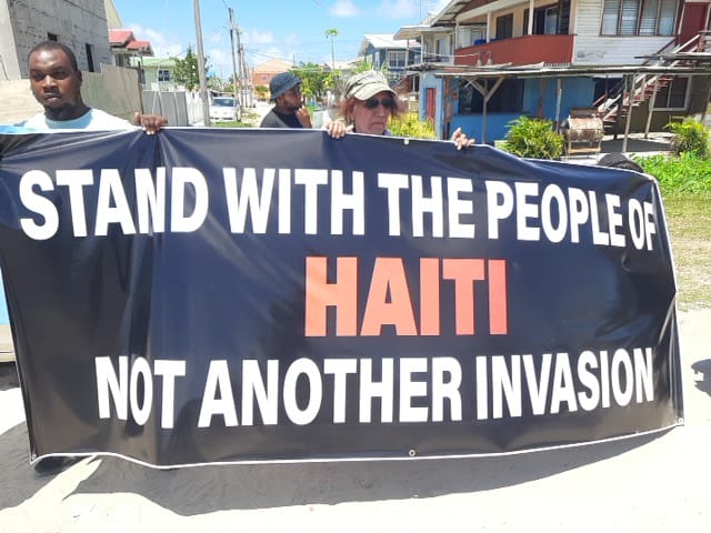 CARICOM HQ: Group protests peacekeeping mission to Haiti; demands real consultations with Haitian communities