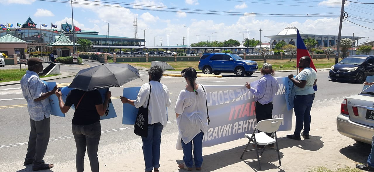 CARICOM HQ: Group protests peacekeeping mission to Haiti; demands real consultations with Haitian communities