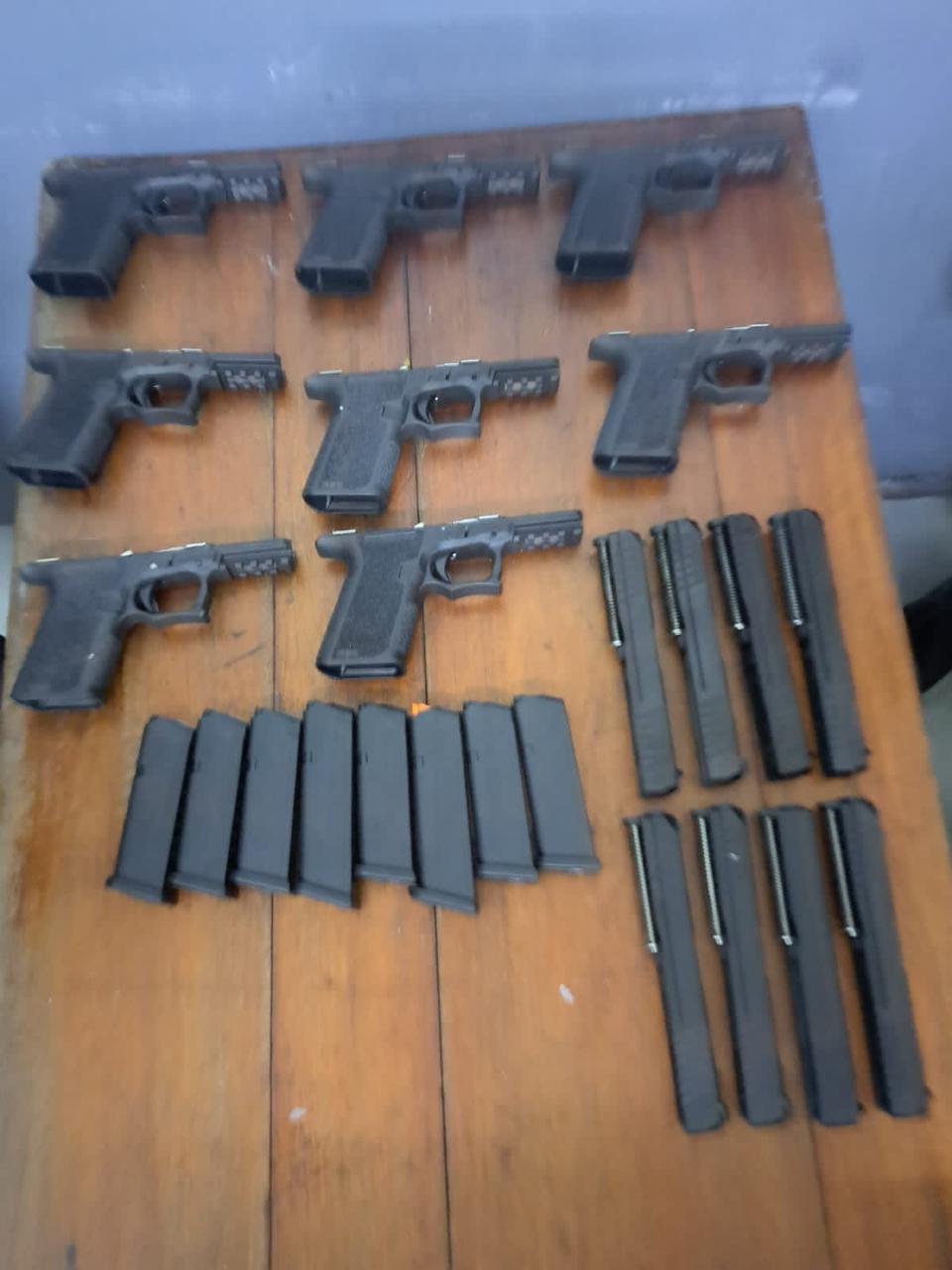 Guns, ganja found at airport in barrel shipped from New York.