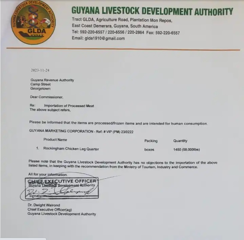 Shortage of locally produced chicken forces imports from Suriname; Agri Minister denies opposition’s smuggling accusations