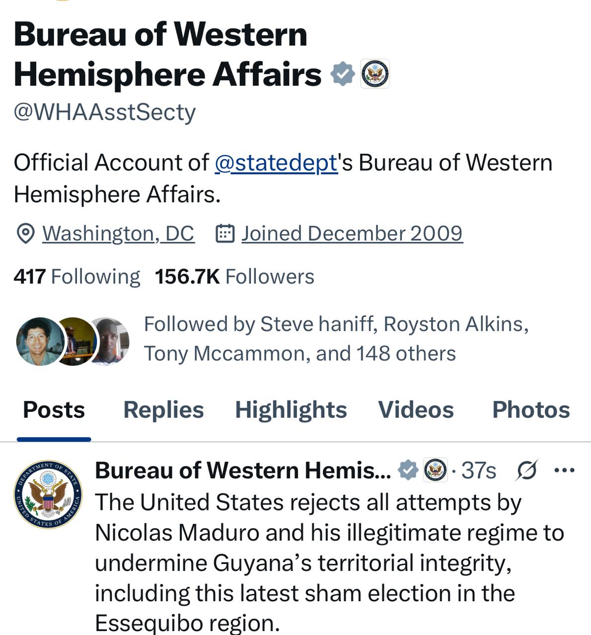 US tells Venezuela to back off with sham elections for Essequibo