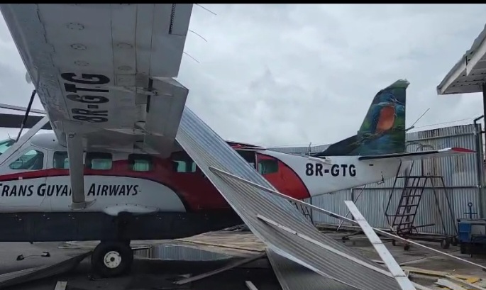 Storm wreaks havoc in Demerara; houses, plane damaged