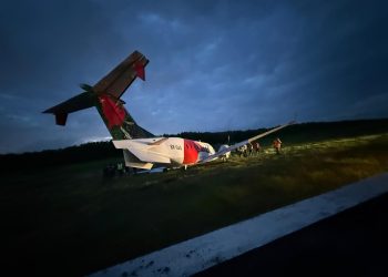 Trans Guyana Airways plane badly damaged after hitting a ‘watrash’ on landing at Ogle