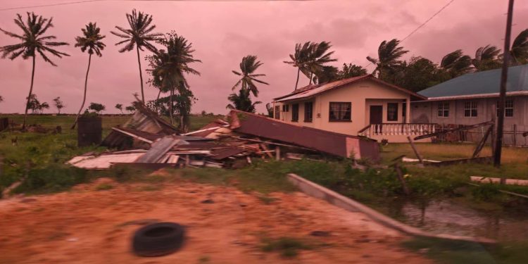 Storm batters over 100 Essequibo Coast buildings, one injured