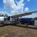 Aircraft veers off airstrip after puncture